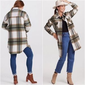 Woolx Sutton Shacket Forest Plaid Merino Wool Size M